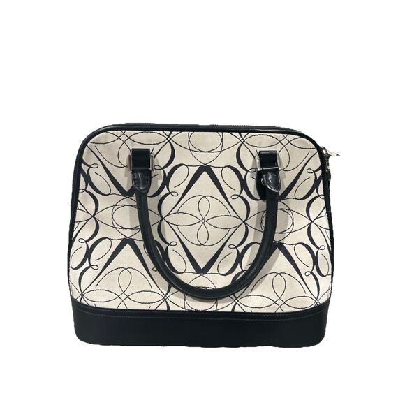 Brooks Brothers Handbags - Brooks Brother Genuine Leather And Canvas Bag With Zipper And Swirling Pattern